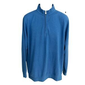 Peter Millar men's L 1/4 zip modal blend pullover sweater blue golf stretch